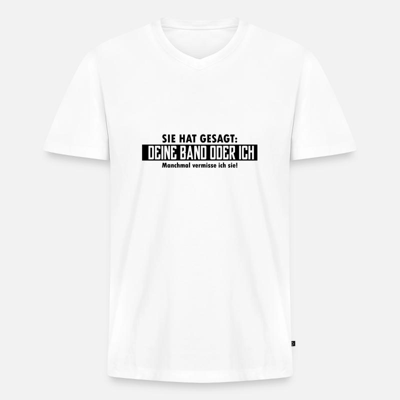 deine band oder ich - Männer Premium Bio T-Shirt mit V-Ausschnitt - Weiß