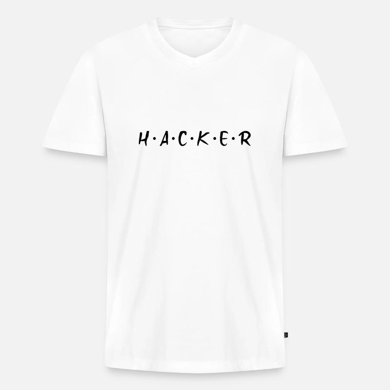 H•A•C•K•E•R | Friends inspired hacker design - Männer Premium Bio T-Shirt mit V-Ausschnitt - Weiß