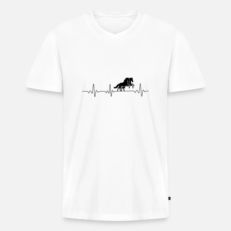 Herzfrequenz Pferde Horses - Männer Premium Bio T-Shirt mit V-Ausschnitt - Weiß