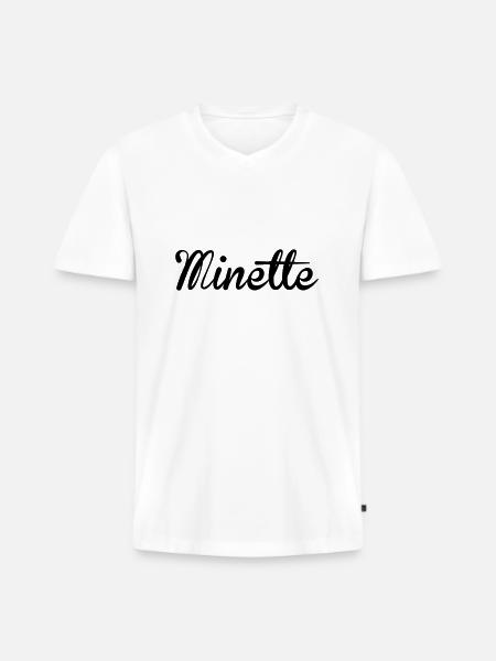 Minette - T-shirt encolure en V Premium bio Homme - blanc