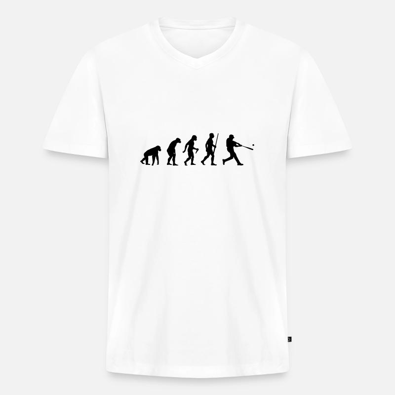 Baseball Evolution - Männer Premium Bio T-Shirt mit V-Ausschnitt - Weiß