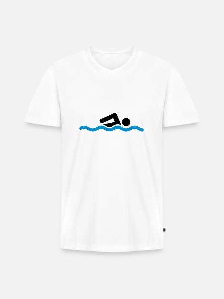 swimmer - Men's Premium Organic T-shirt with V-neck - white