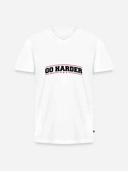 go_harder_bv2 - Männer Premium Bio T-Shirt mit V-Ausschnitt - Weiß