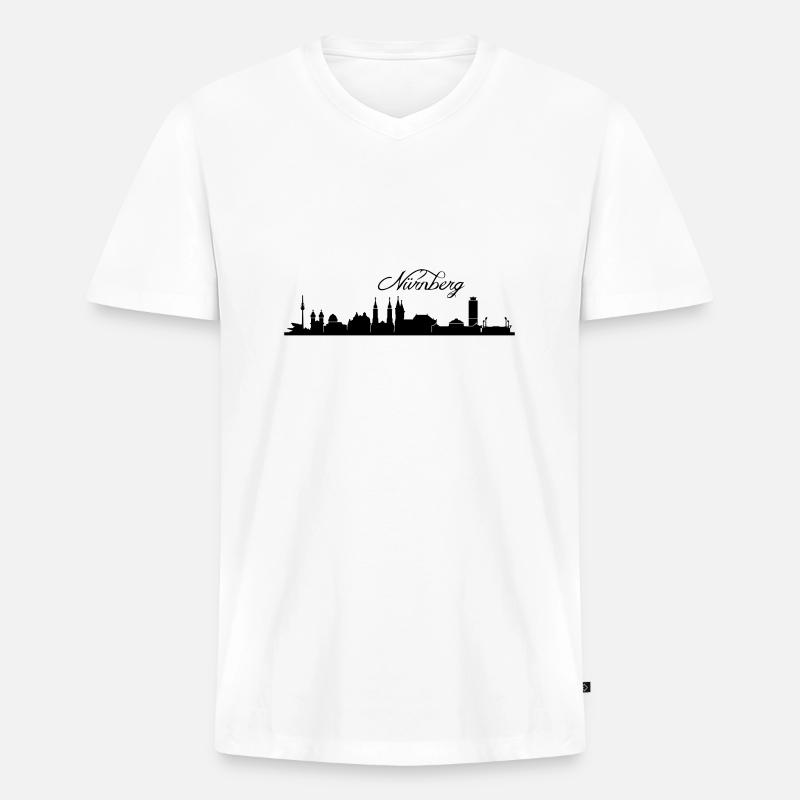 Nürnberger Skyline - Männer Premium Bio T-Shirt mit V-Ausschnitt - Weiß