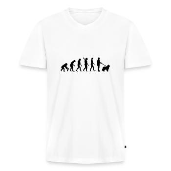 Bearded Collie - Männer Premium Bio T-Shirt mit V-Ausschnitt - Weiß - Vorne - Nico (187cm)