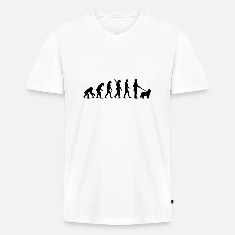 Bearded Collie - Männer Premium Bio T-Shirt mit V-Ausschnitt - Weiß