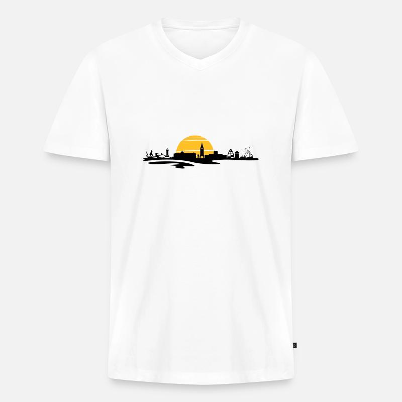 Skyline - Juist - Männer Premium Bio T-Shirt mit V-Ausschnitt - Weiß