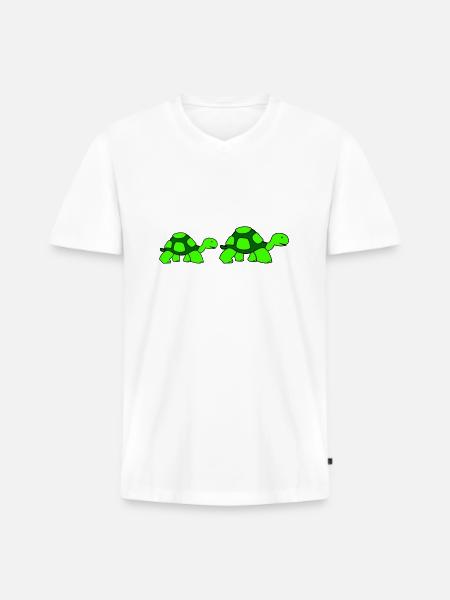 turtle family - Männer Premium Bio T-Shirt mit V-Ausschnitt - Weiß