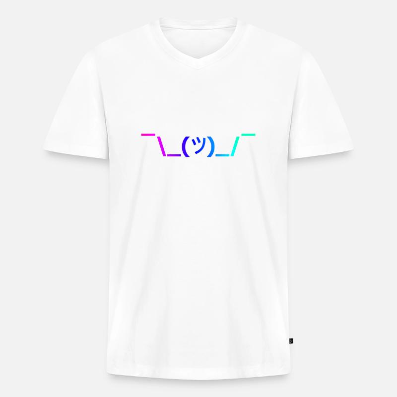 Shruggie Rainbow blaulila - Männer Premium Bio T-Shirt mit V-Ausschnitt - Weiß