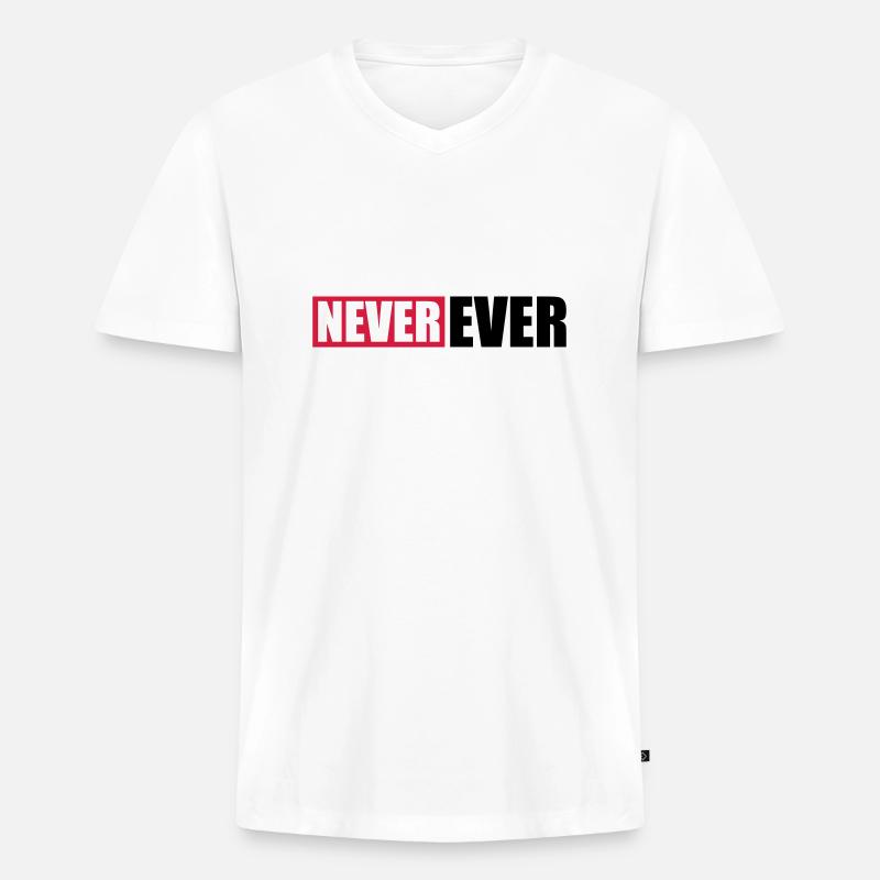 Balken Never Ever - Männer Premium Bio T-Shirt mit V-Ausschnitt - Weiß
