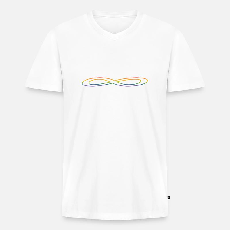 Regenbogen Unendlichkeit - Männer Premium Bio T-Shirt mit V-Ausschnitt - Weiß