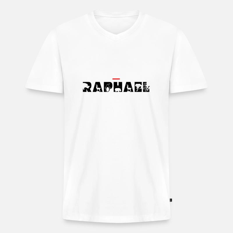 Raphaël - Männer Premium Bio T-Shirt mit V-Ausschnitt - Weiß