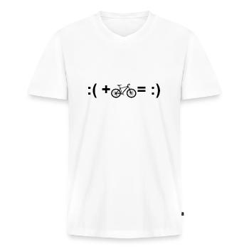Vélo de route Vélo Cool Math Math Humour - T-shirt encolure en V Premium bio Homme - blanc - Devant - Nico (187cm)