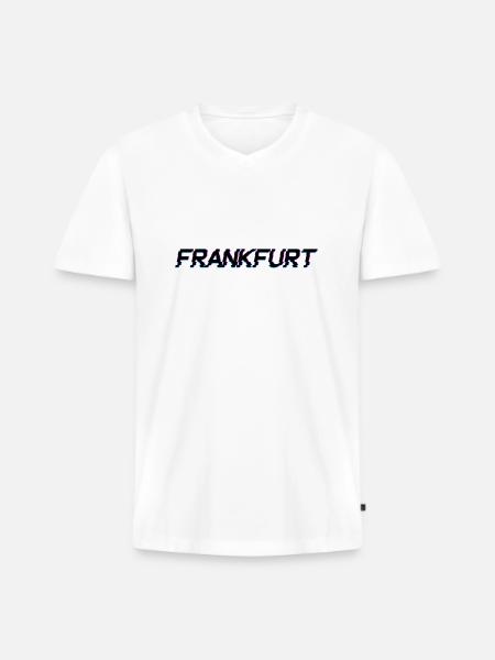 Frankfurt - Männer Premium Bio T-Shirt mit V-Ausschnitt - Weiß