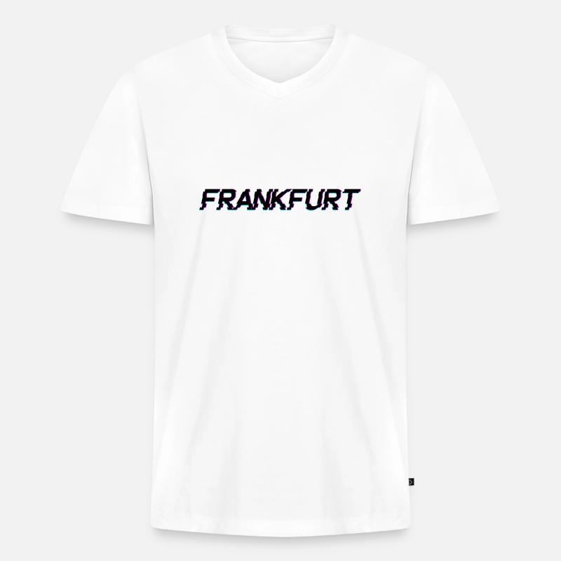 Frankfurt - Männer Premium Bio T-Shirt mit V-Ausschnitt - Weiß