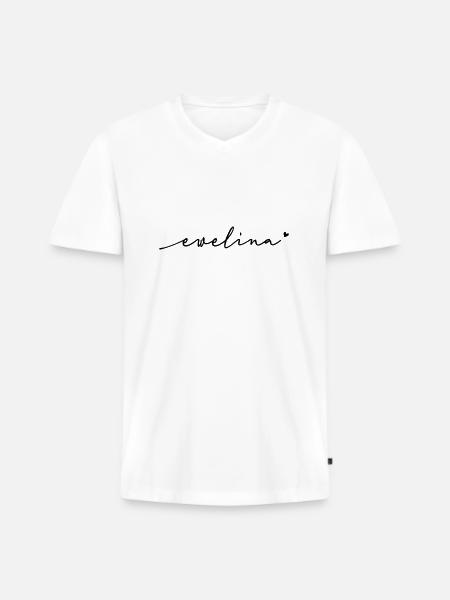 Ewelina Cursive Name - Men's Premium Organic T-shirt with V-neck - white