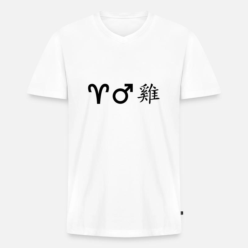widder mars hahn - Männer Premium Bio T-Shirt mit V-Ausschnitt - Weiß