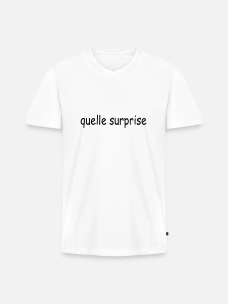 Source : Surprise - T-shirt encolure en V Premium bio Homme - blanc