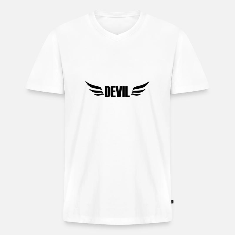 devil - Männer Premium Bio T-Shirt mit V-Ausschnitt - Weiß
