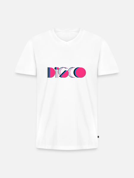 disco - Männer Premium Bio T-Shirt mit V-Ausschnitt - Weiß