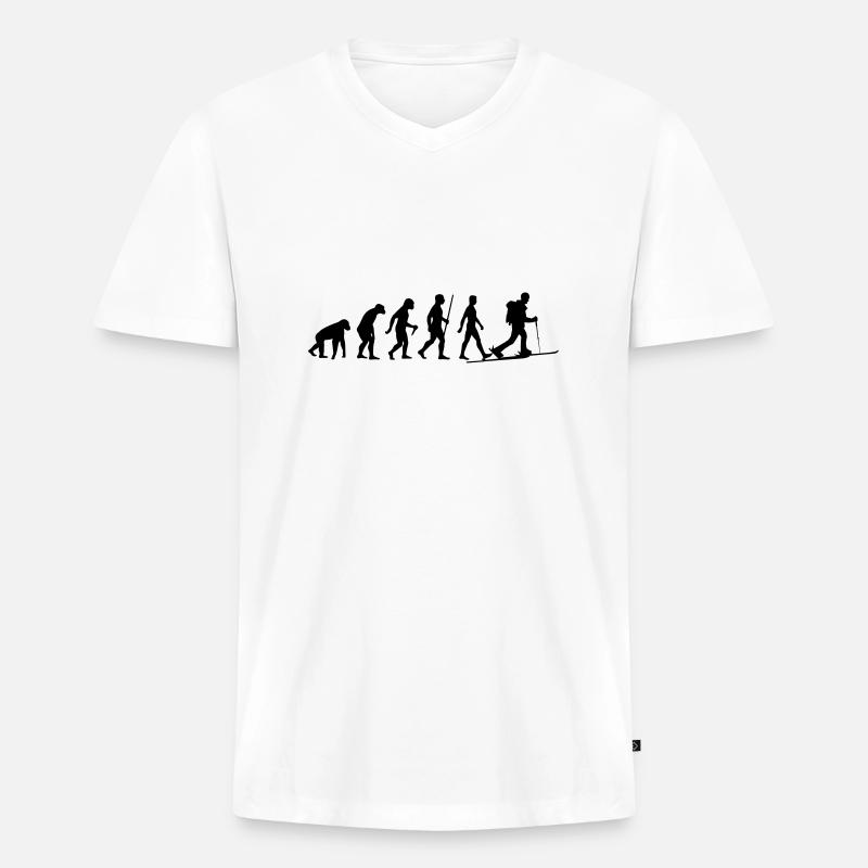 Evolution Skitour - Männer Premium Bio T-Shirt mit V-Ausschnitt - Weiß