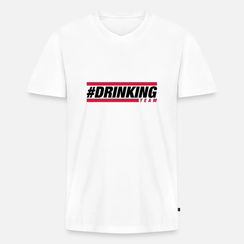 drinking_team_au2 - Männer Premium Bio T-Shirt mit V-Ausschnitt - Weiß