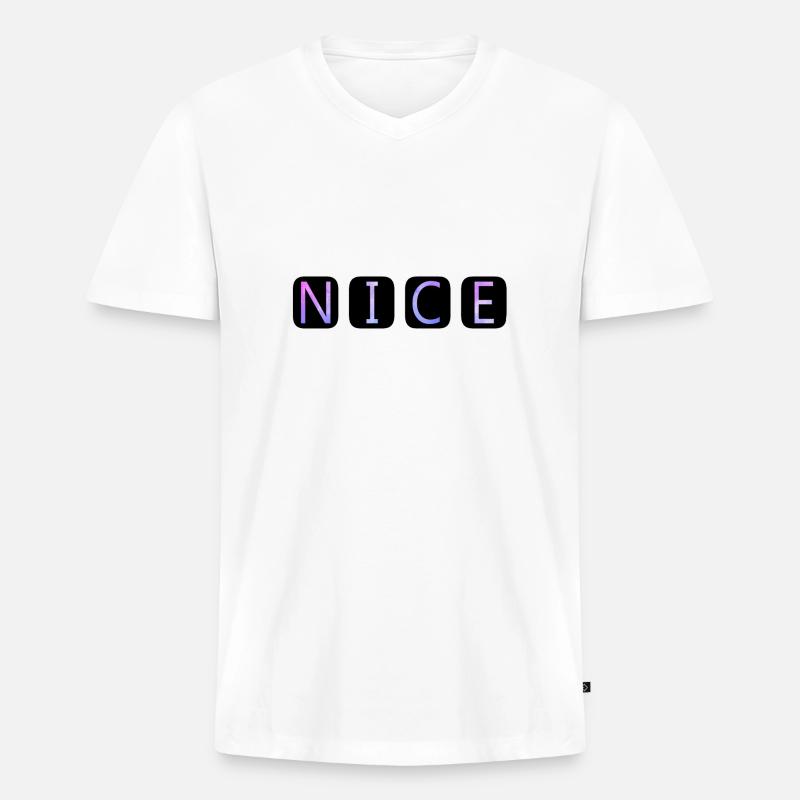 nice - Männer Premium Bio T-Shirt mit V-Ausschnitt - Weiß