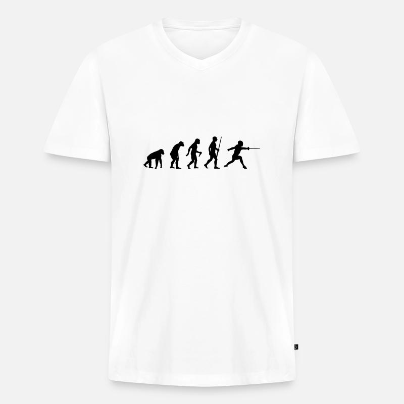 Fencing Evolution - Männer Premium Bio T-Shirt mit V-Ausschnitt - Weiß