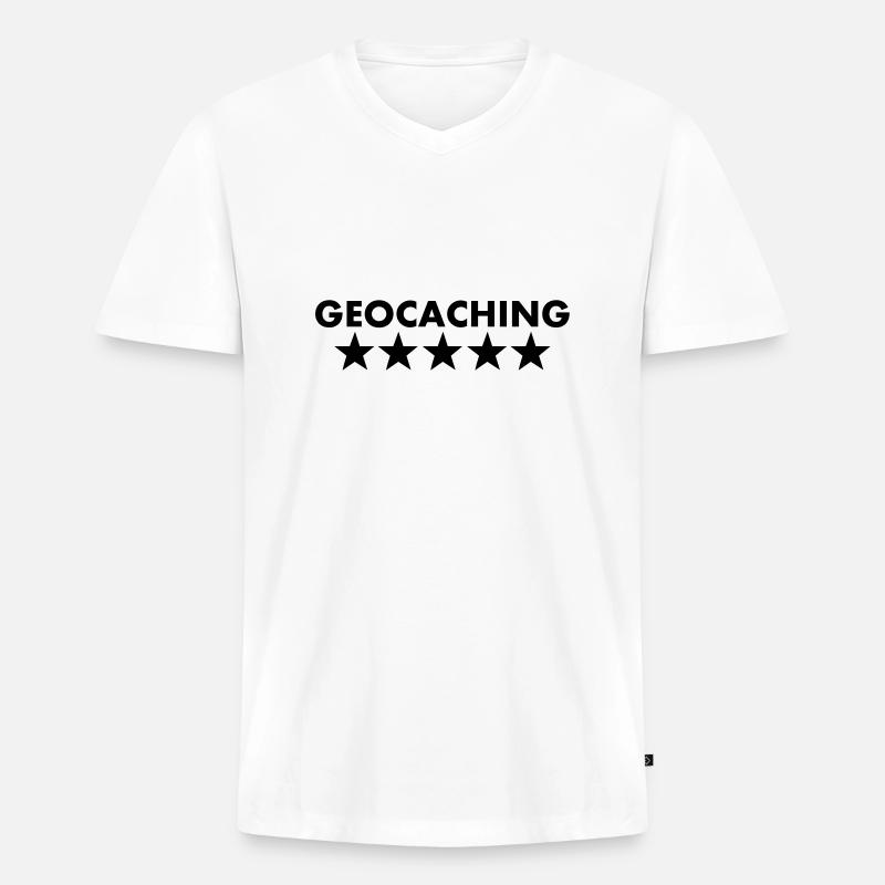 geocaching 5 star - Männer Premium Bio T-Shirt mit V-Ausschnitt - Weiß