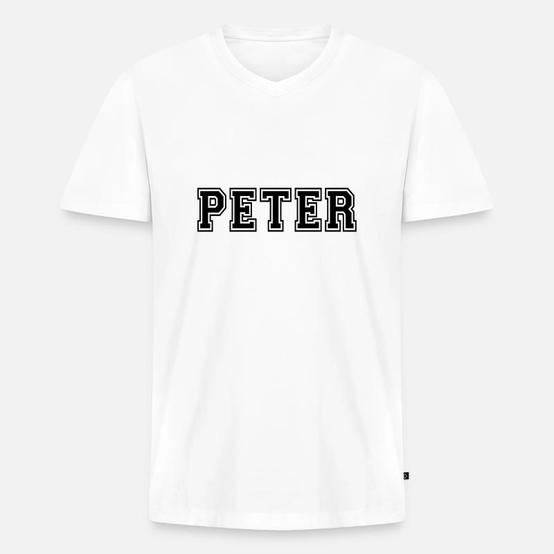 peter - Männer Premium Bio T-Shirt mit V-Ausschnitt - Weiß