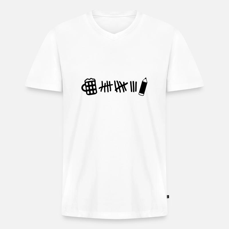 Striche - Bier Stift - Männer Premium Bio T-Shirt mit V-Ausschnitt - Weiß