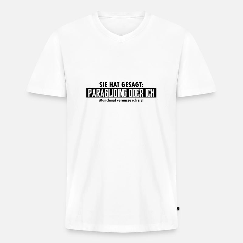 paragliding oder ich - Männer Premium Bio T-Shirt mit V-Ausschnitt - Weiß