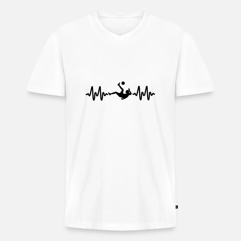 Fußball - Männer Premium Bio T-Shirt mit V-Ausschnitt - Weiß