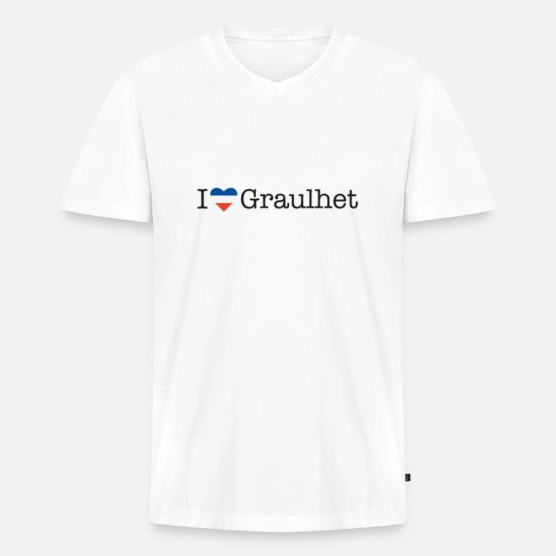 I love Graulhet - Männer Premium Bio T-Shirt mit V-Ausschnitt - Weiß