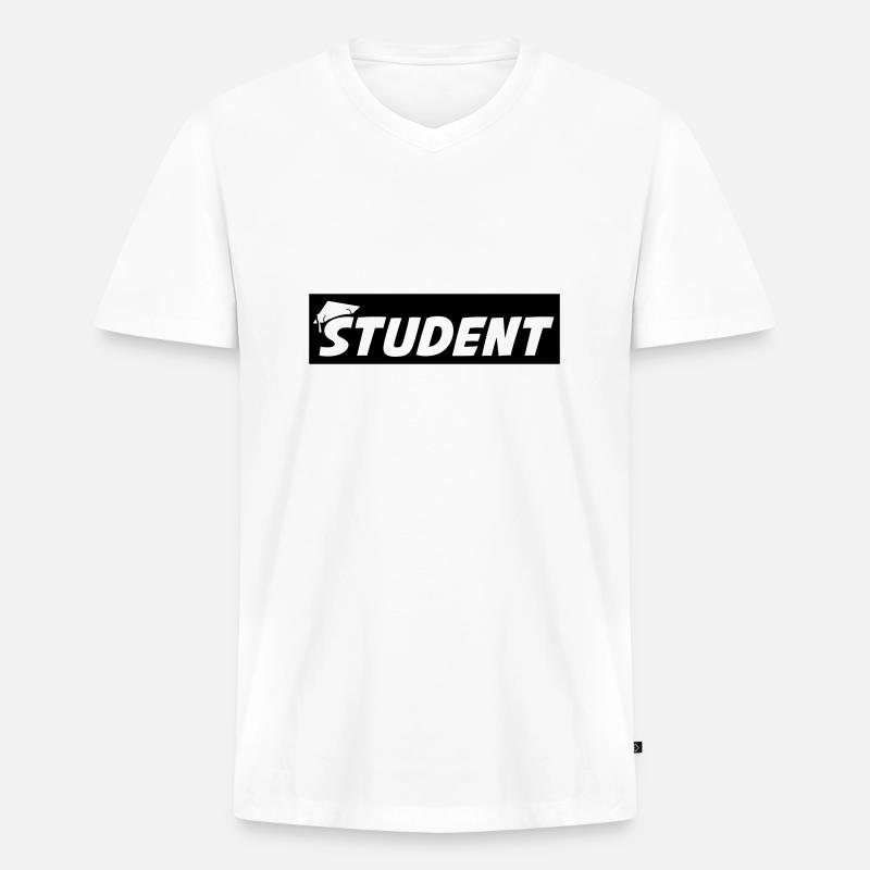 student - Männer Premium Bio T-Shirt mit V-Ausschnitt - Weiß