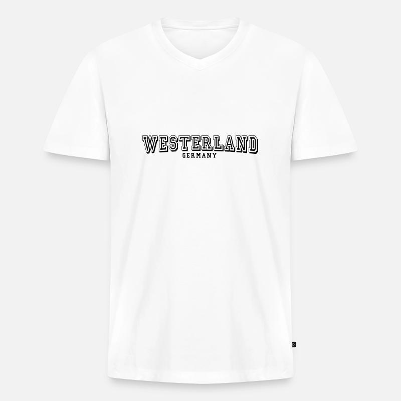 Westerland - Männer Premium Bio T-Shirt mit V-Ausschnitt - Weiß