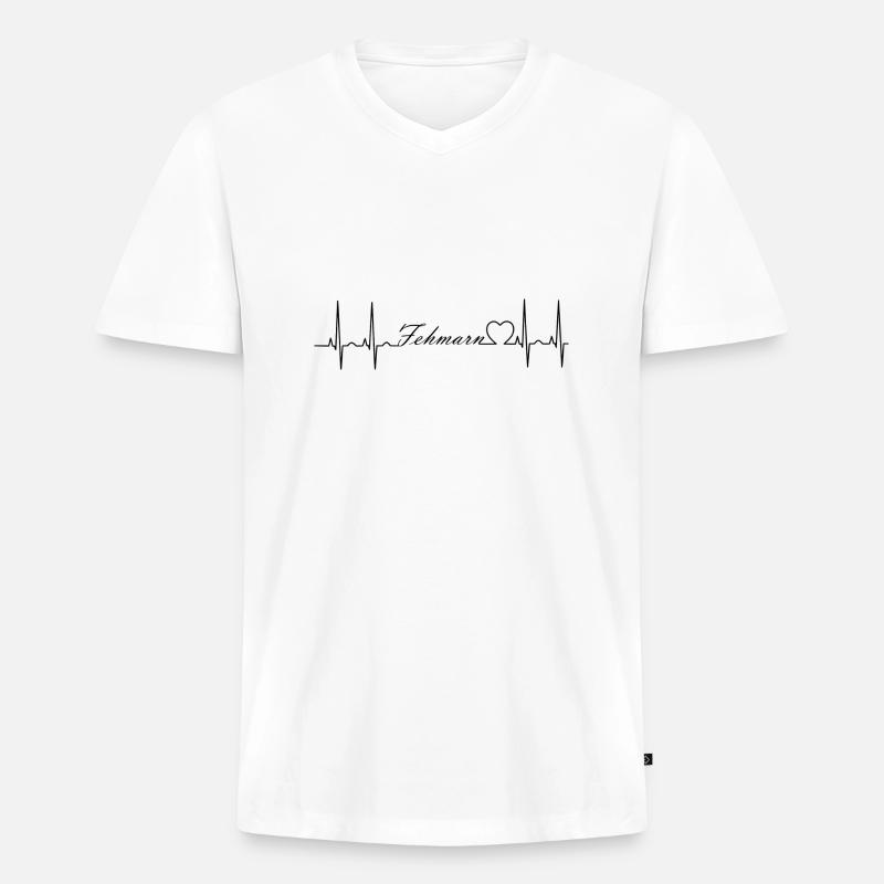 Fehmarn - Männer Premium Bio T-Shirt mit V-Ausschnitt - Weiß