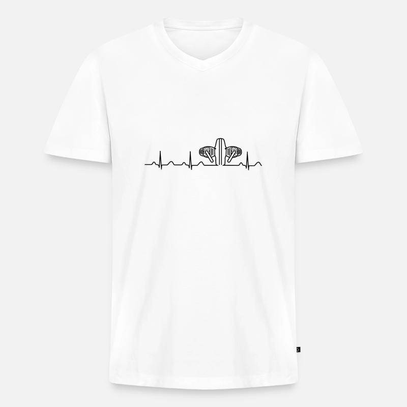 Heartbeat Boxermotor schwarz - Männer Premium Bio T-Shirt mit V-Ausschnitt - Weiß
