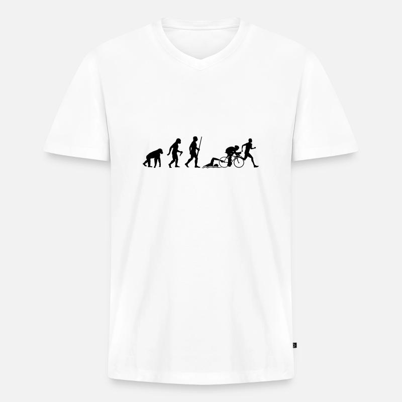 Triathlon Evolution - Männer Premium Bio T-Shirt mit V-Ausschnitt - Weiß