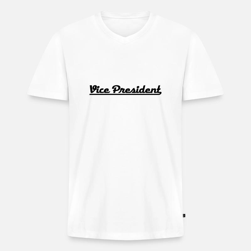 Vice President - Männer Premium Bio T-Shirt mit V-Ausschnitt - Weiß