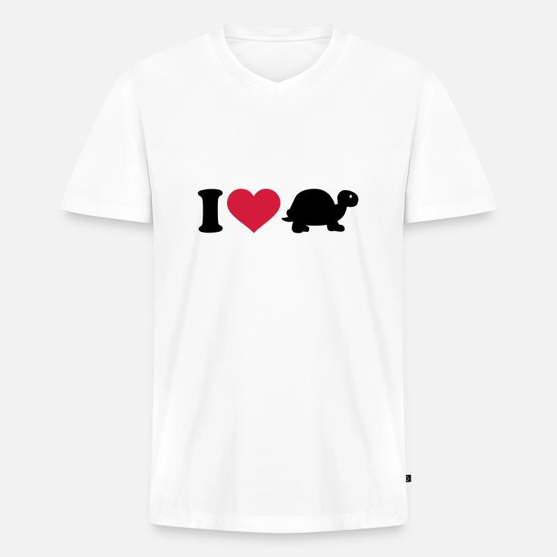 Schildkröte - Männer Premium Bio T-Shirt mit V-Ausschnitt - Weiß
