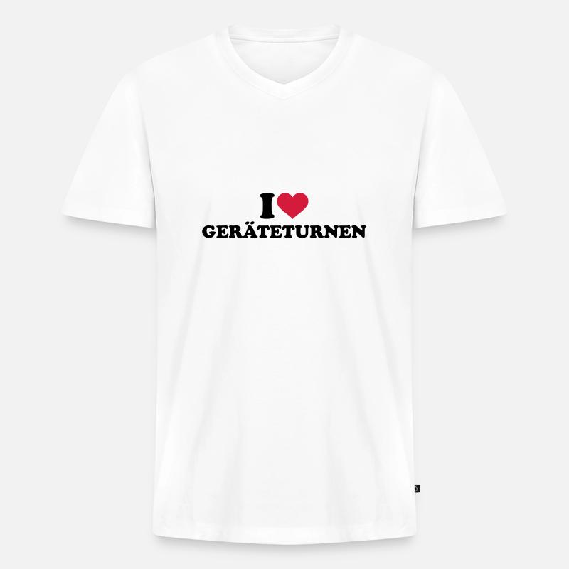 Geräteturnen - Männer Premium Bio T-Shirt mit V-Ausschnitt - Weiß