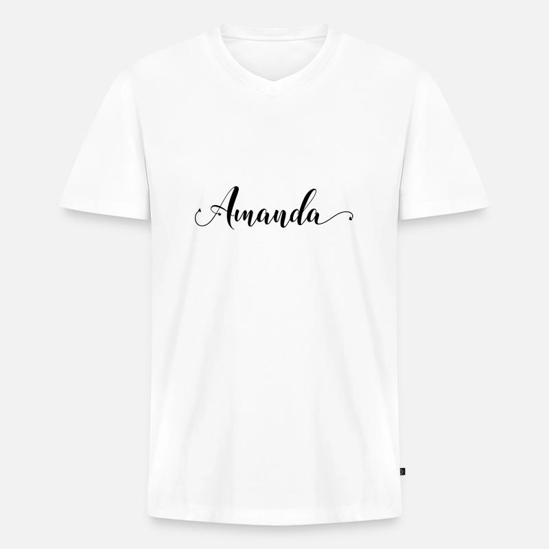 (amanda) - Männer Premium Bio T-Shirt mit V-Ausschnitt - Weiß