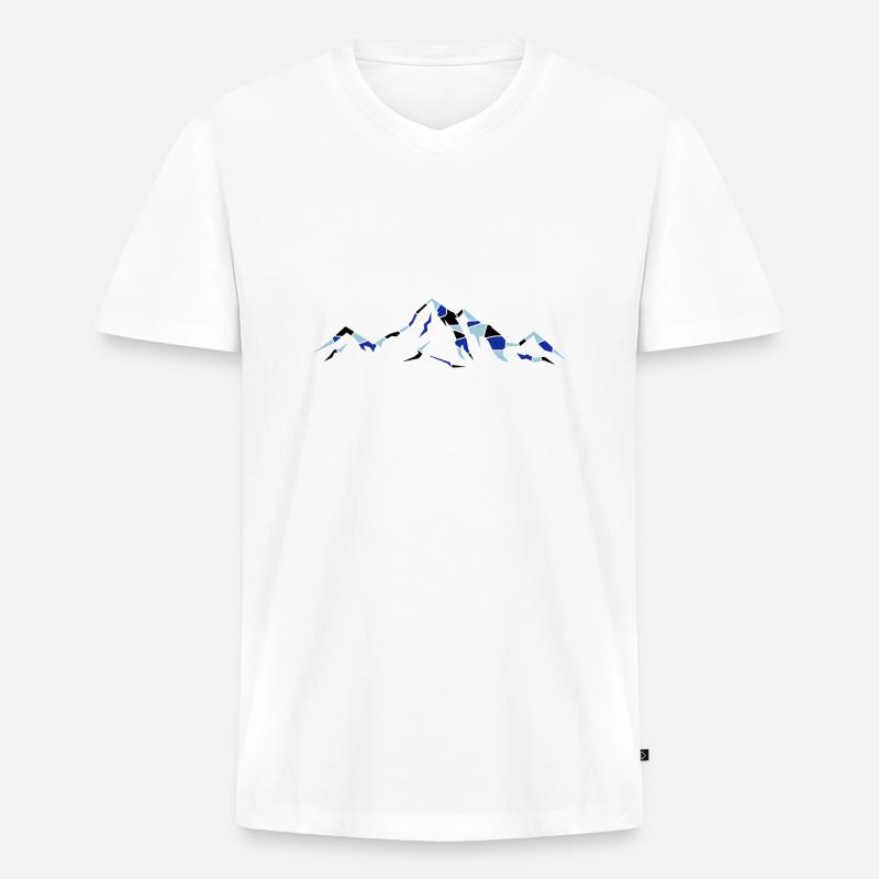 berge_02 - Männer Premium Bio T-Shirt mit V-Ausschnitt - Weiß