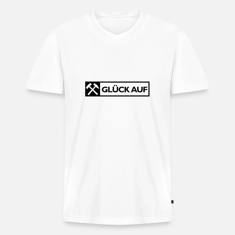Glück Auf! - Männer Premium Bio T-Shirt mit V-Ausschnitt - Weiß