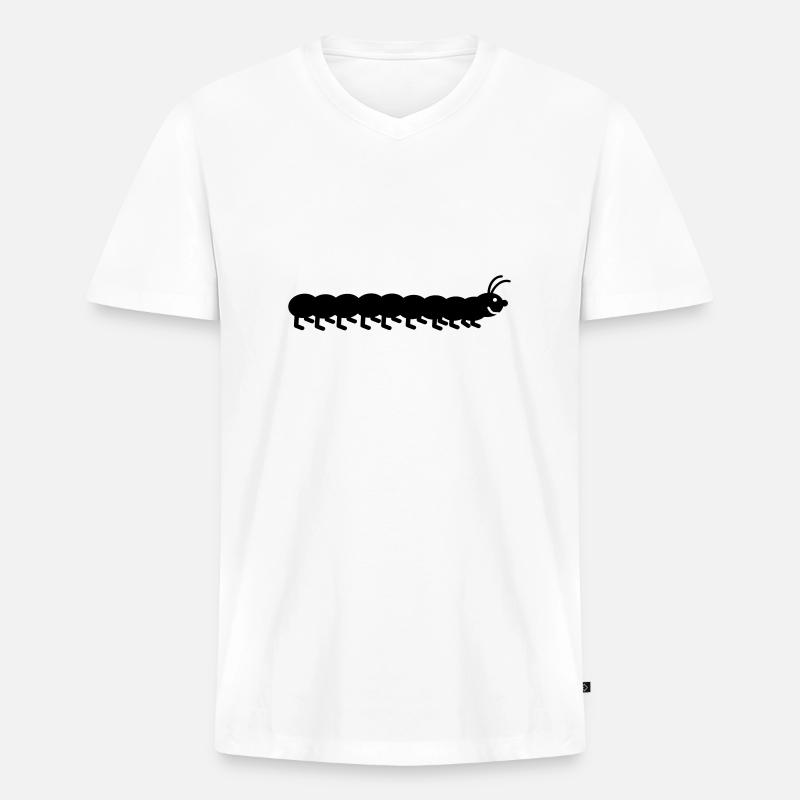 Raupe - Männer Premium Bio T-Shirt mit V-Ausschnitt - Weiß
