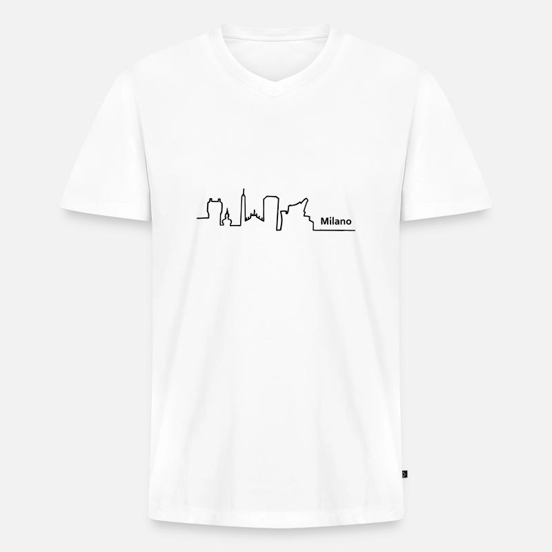milano skyline - Männer Premium Bio T-Shirt mit V-Ausschnitt - Weiß