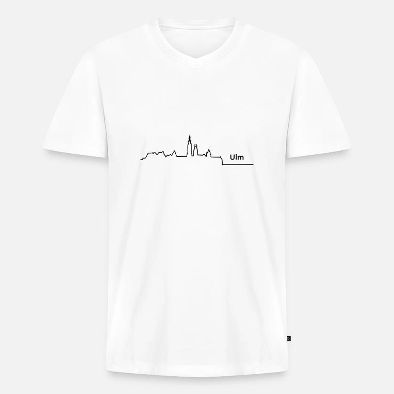 ulm skyline - Männer Premium Bio T-Shirt mit V-Ausschnitt - Weiß