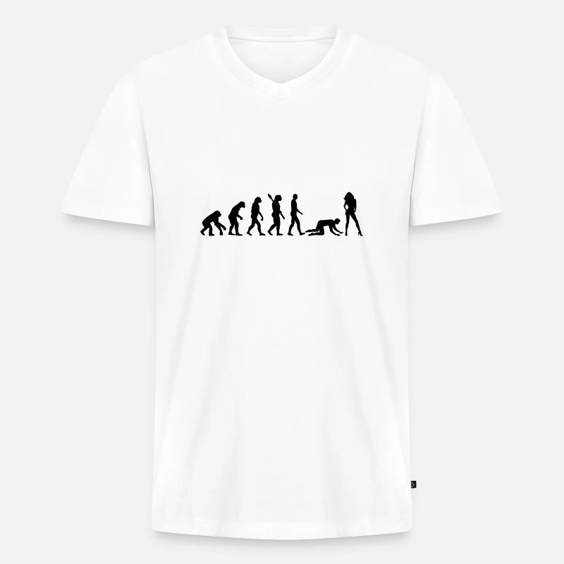 Evolution Ehe - Männer Premium Bio T-Shirt mit V-Ausschnitt - Weiß