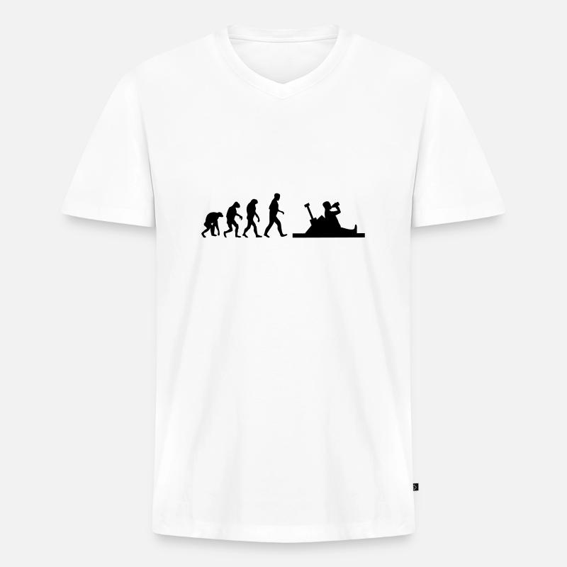 baustelle evolution - Männer Premium Bio T-Shirt mit V-Ausschnitt - Weiß